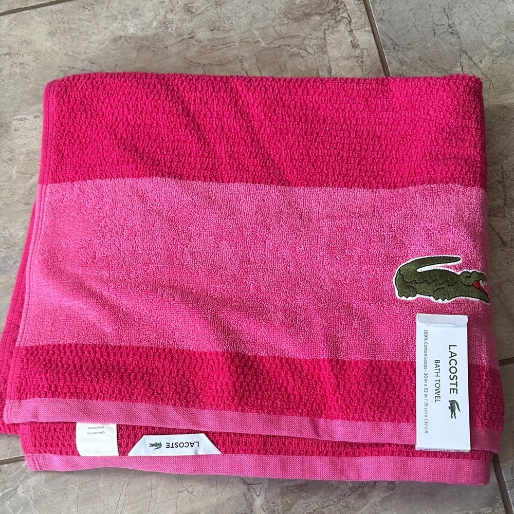 Lacoste Two-Tone Pink Bath Towel